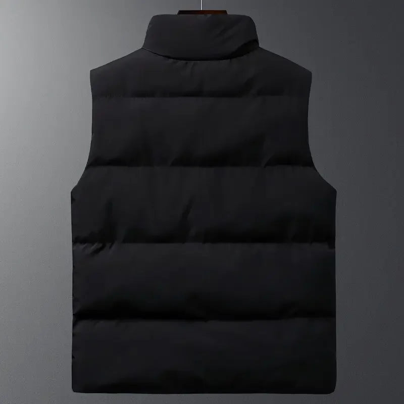 Gilet Invernale Da Uomo Con Cerniera Senza Maniche Imbottito In Cotone Leggero Colletto Alla Coreana Di Tendenza