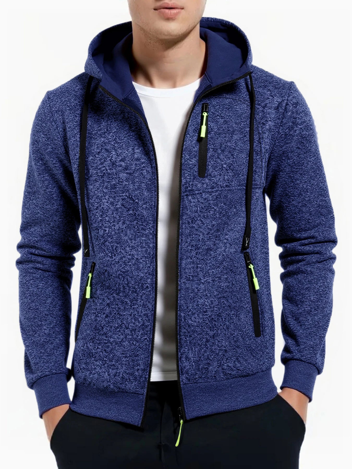Felpe Con Cappuccio Da Uomo Autunnali Giacca Con Cerniera Maniche Lunghe Tinta Unita Sportivo Da Esterno Slim Fit