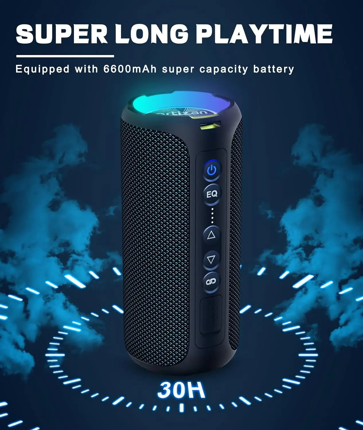 Ortizan X8 Pro Altoparlante Bluetooth Portatile 40 W Suono Stereo Impermeabile IPX7 Bassi Deep Luci RGB 30 Ore 3 EQ