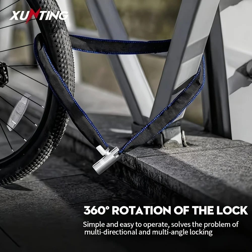 XUNTING Catena In Acciaio Antifurto Con Lucchetto Per Bicicletta Manicotto In Nylon Rotante Adatta A E Bike E Moto