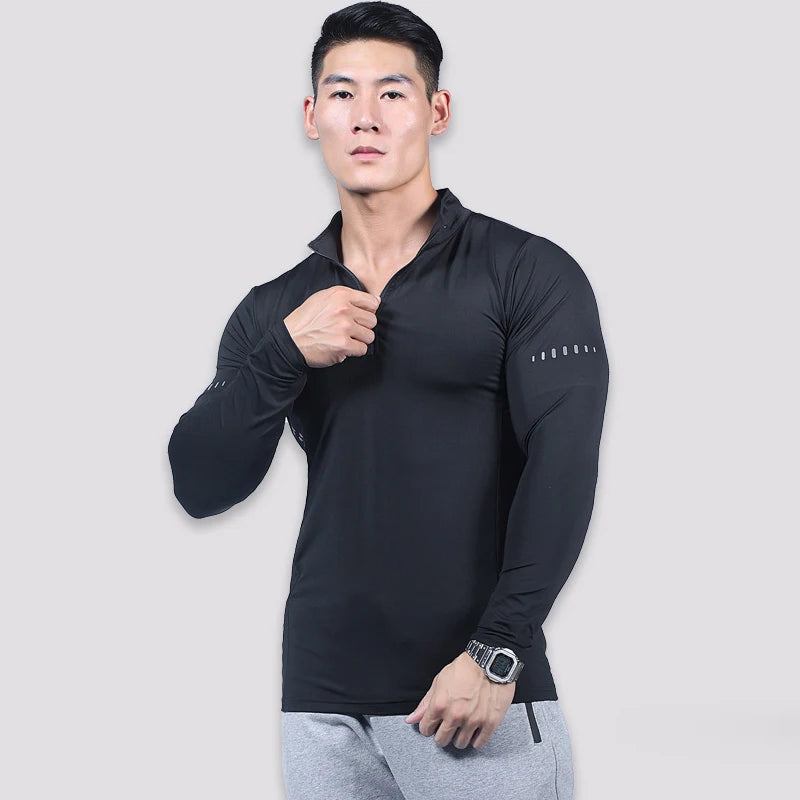 Maglia Da Fitness Da Uomo A Maniche Lunghe Per Corsa Palestra Sportiva Compression Rashguard Attillata