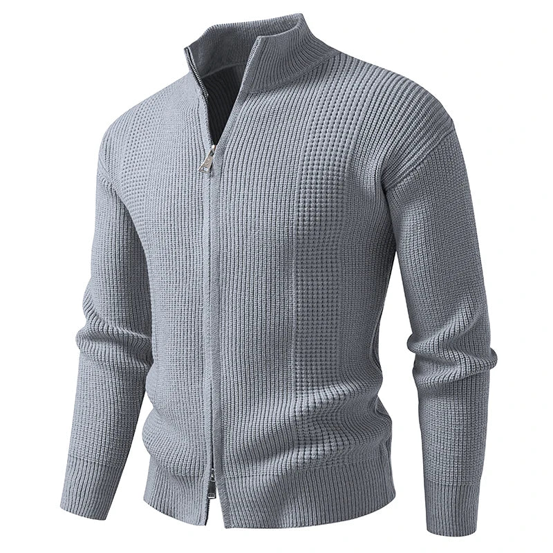 Cardigan Slim Fit Uomo Autunno Inverno Con Zip E Collo Mandarino Caldo Moda Casual