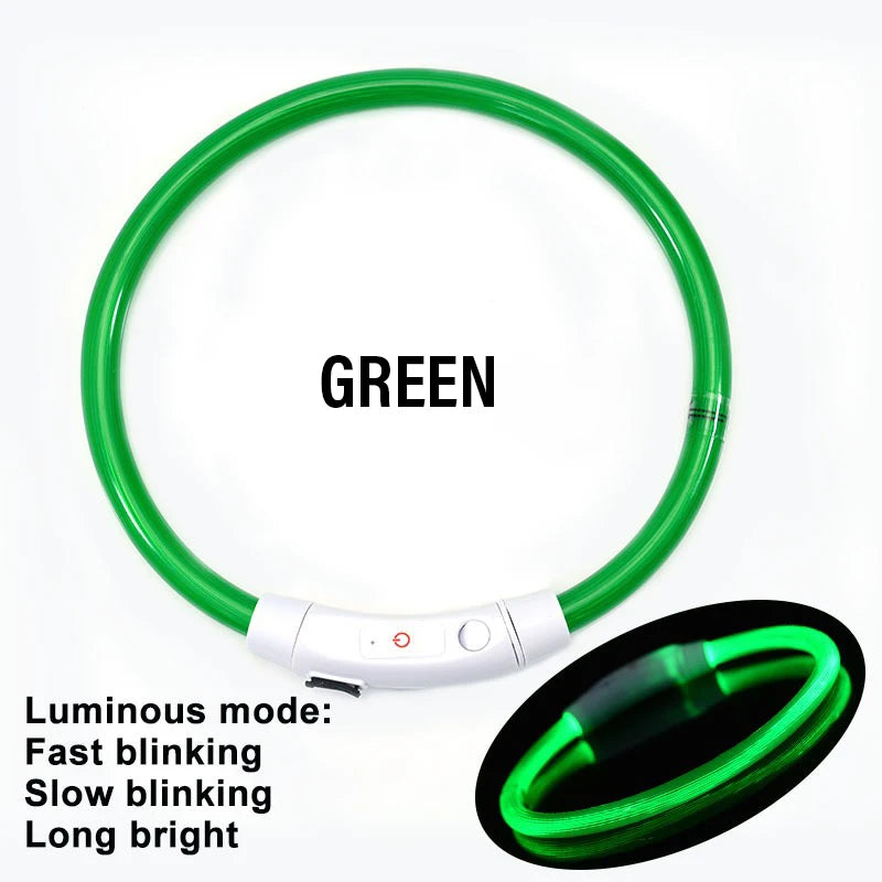 Collare Di Ricarica Luminoso Per Cani A 3 Modalità USB LED Staccabile Anti Smarrimento Notturno
