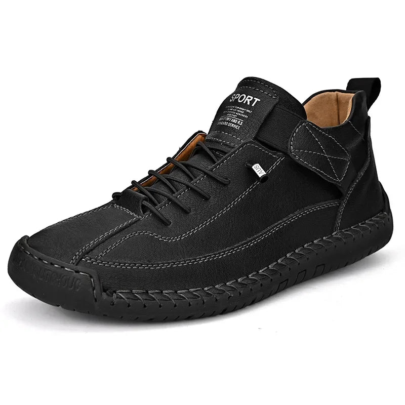 Scarpe Casual Da Uomo In Pelle Cucita A Mano Antiscivolo Con Fondo Grande E Fibbia Centrale
