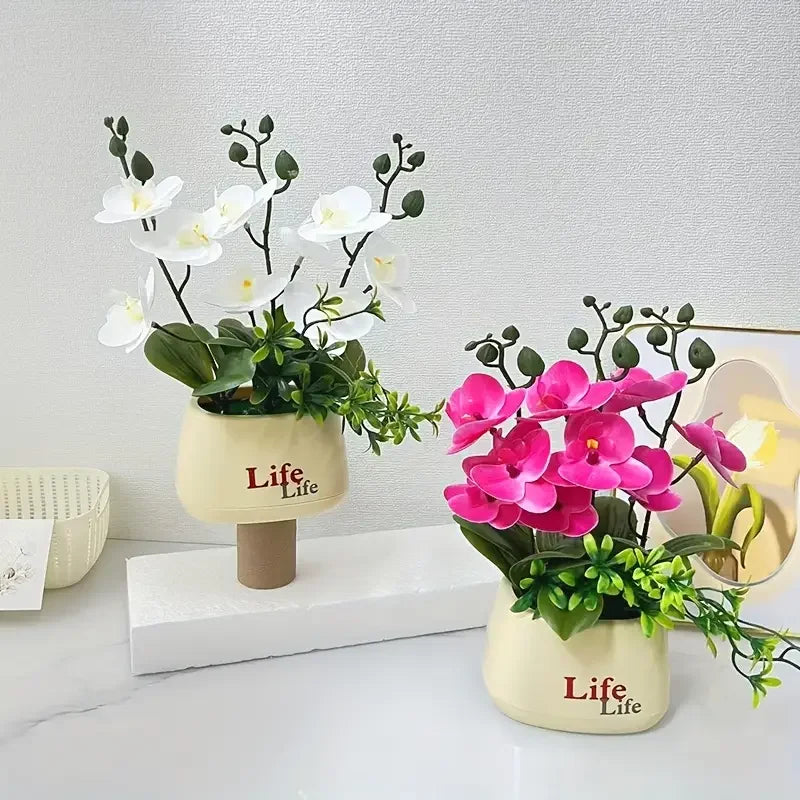 Orchidea Artificiale di Lusso in Stile Nordico con Fiore a Farfalla Vaso Decorazione Domestica Multifunzionale