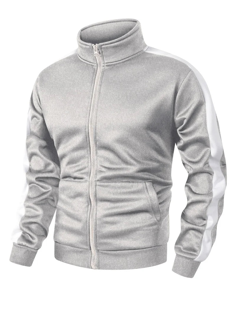 Giacca Sportiva Patchwork Colorblock Da Uomo Con Tasca Kanga Autunno Inverno Foderata In Pile Calda Con Cerniera