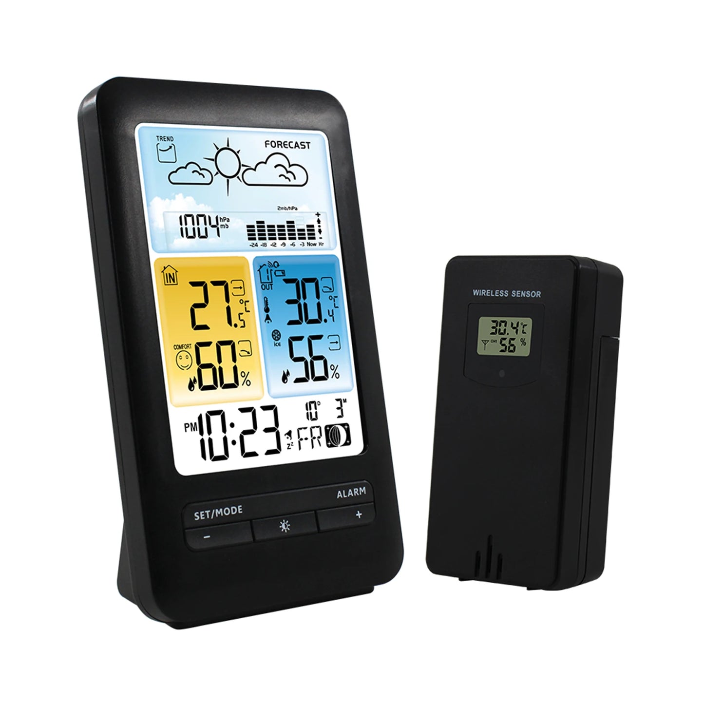 Stazione Meteorologica Multifunzionale Con Sveglia Termometro Igrometro Digitale Schermo Tattile Esterno Wireless