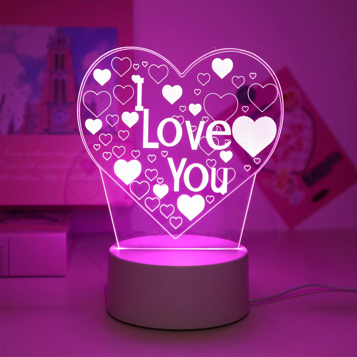 Confessione Romantica Ti Amo Luce Notturna 3D Per Amanti Regalo Per Decorazione Della Camera Da Letto