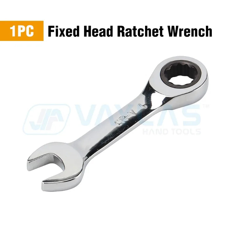 1pc 6-19mm Mini Chiave a cricchetto Strumento Chiave ultra-corta Chiave a cricchetto fissa con testa flessibile Chiave combinata tozza 72T CR-V Acciaio