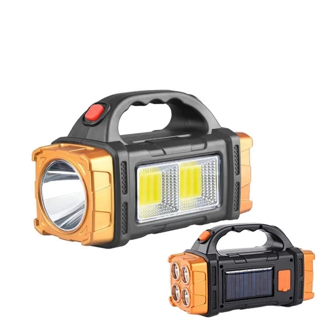 Torcia Portatile Potente Ricaricabile USB Con Luce Solare Led E Lavoro Cob Campeggio E Carica Telefono Con 4 Modalità
