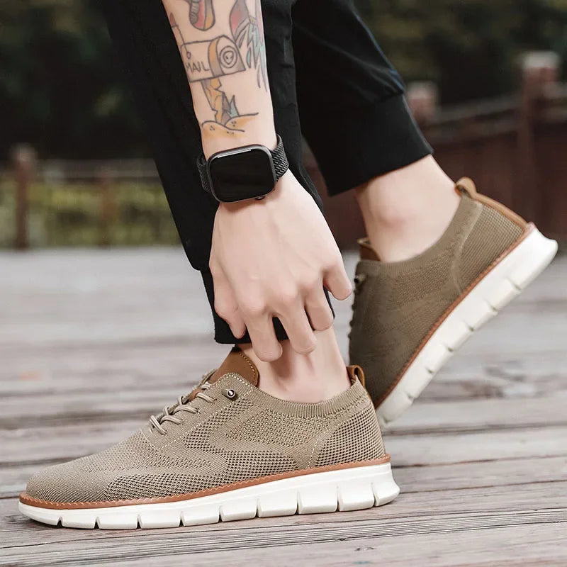 Scarpe Casual Uomo Traspiranti Brogue Classiche Ammortizzazione Design A Blocchi Colore Sneakers Eleganti Leggere