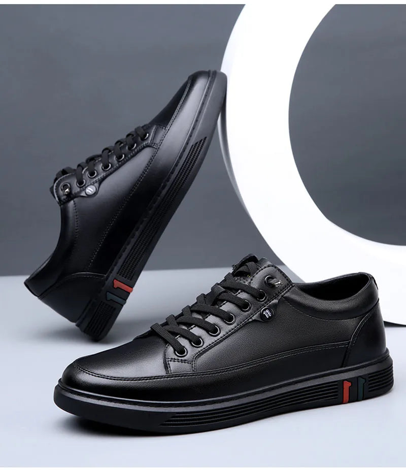 Scarpe da Uomo in Vera Pelle Primavera Autunno Modello A4906 Calzature Casual Piatte in Morbida Pelle Nero Marrone