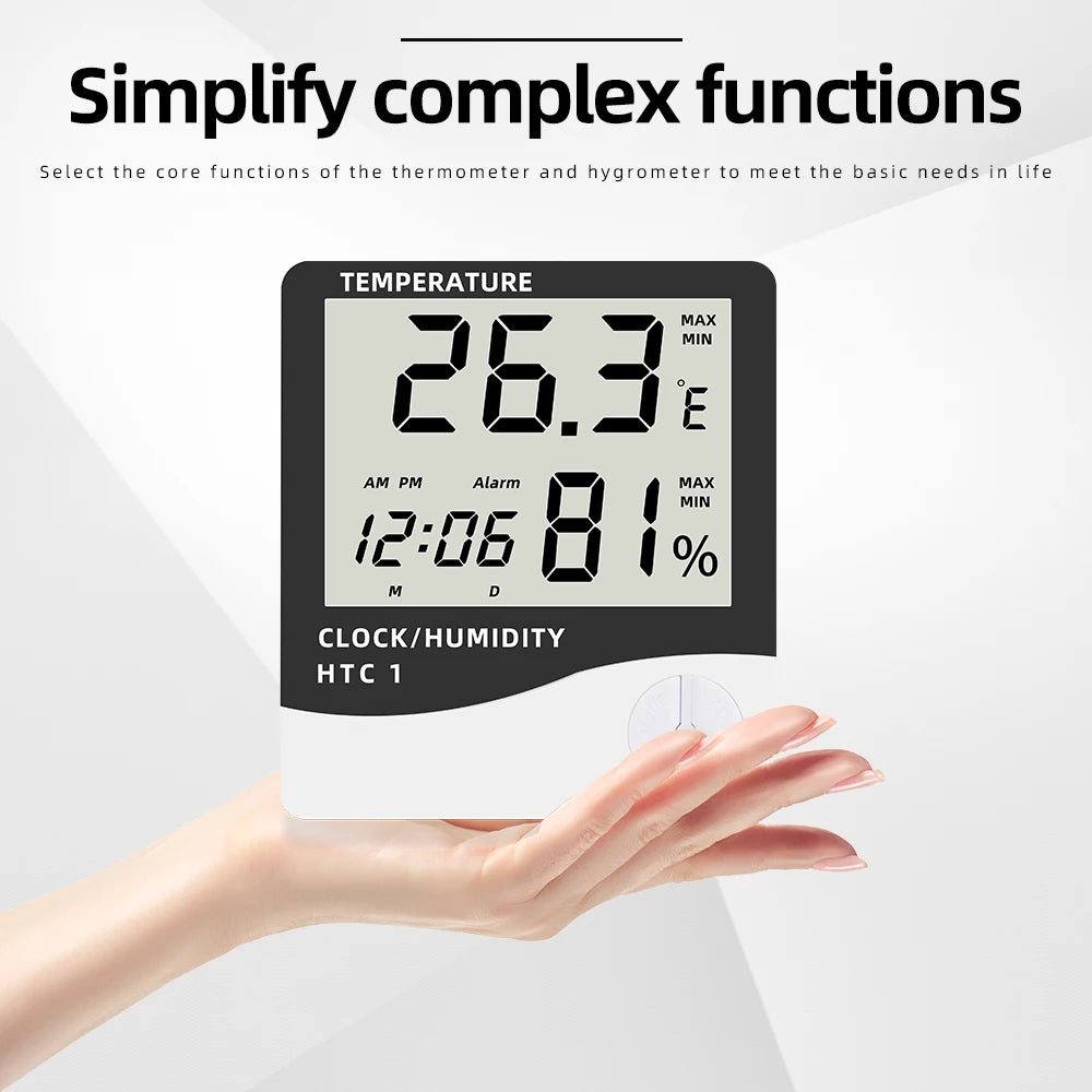 Stazione Meteorologica Digitale Interni Esterni Umidità Temperatura LCD Orologio HTC 2 HTC 1