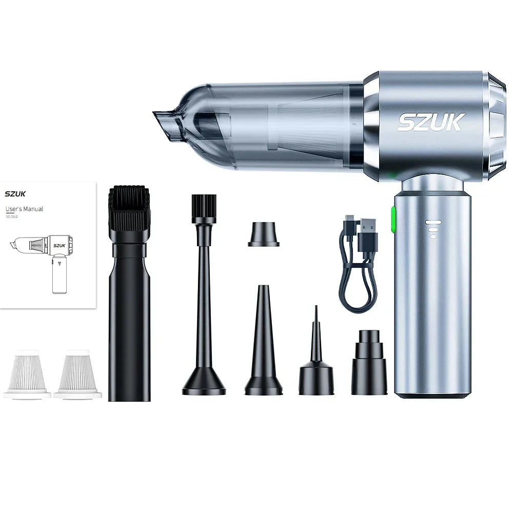 SZUK Aspirapolvere Senza Fili per Auto e Casa Potente 18000 Pa Mini Portatile Contenitore da 0,5 L