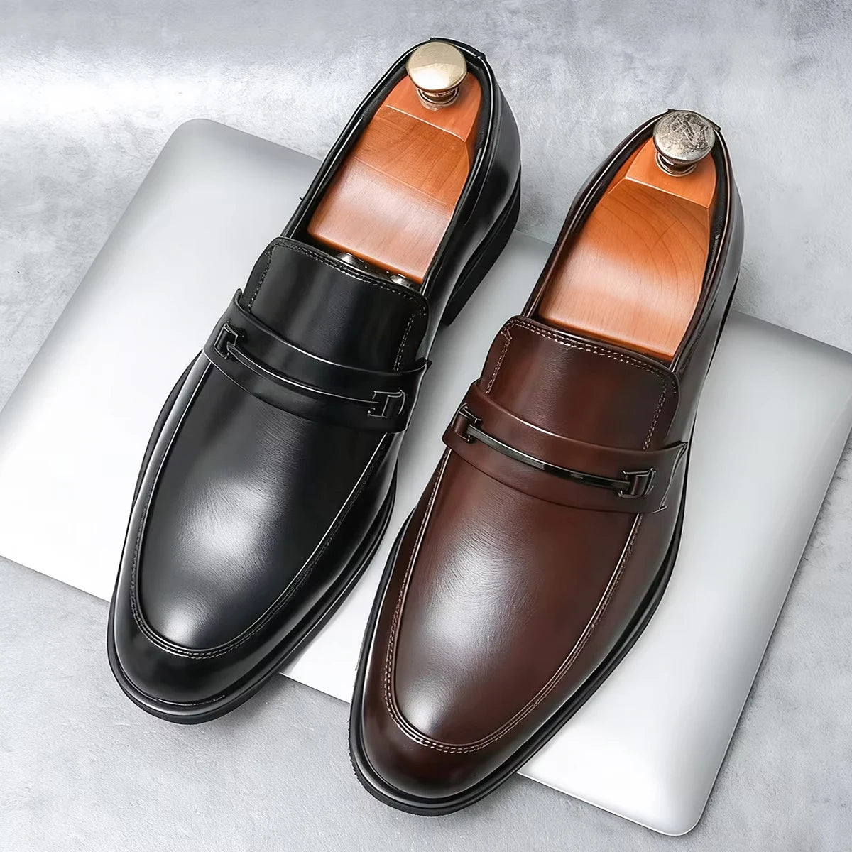 Scarpe Formali In Pelle Da Uomo Mocassini Slip On Classico Punta Tonda Traspirante Antiscivolo Per Ufficio Matrimonio