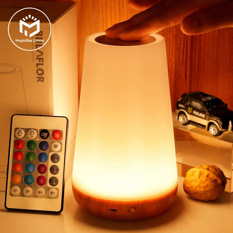 Lampada Notturna RGB Ricaricabile USB Con Telecomando E Touch Dimmerabile Per Comodino E Tavolo Portatile 13 Colori
