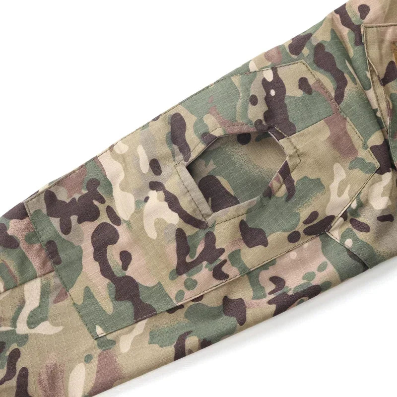 Camicie Tattiche Esterno A Maniche Lunghe Con Cerniera Quarter Zip Ripstop Cotone Resistente Camouflage Per Airsoft Uomo