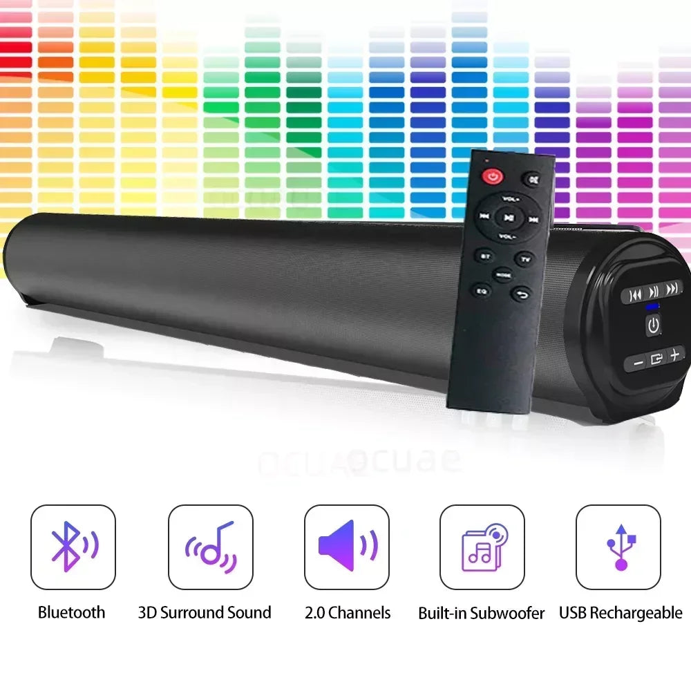 Barra Audio Portatile Potente Altoparlante Bluetooth Senza Fili Surround Stereo Per TV Subwoofer Radio FM Caixa De Som