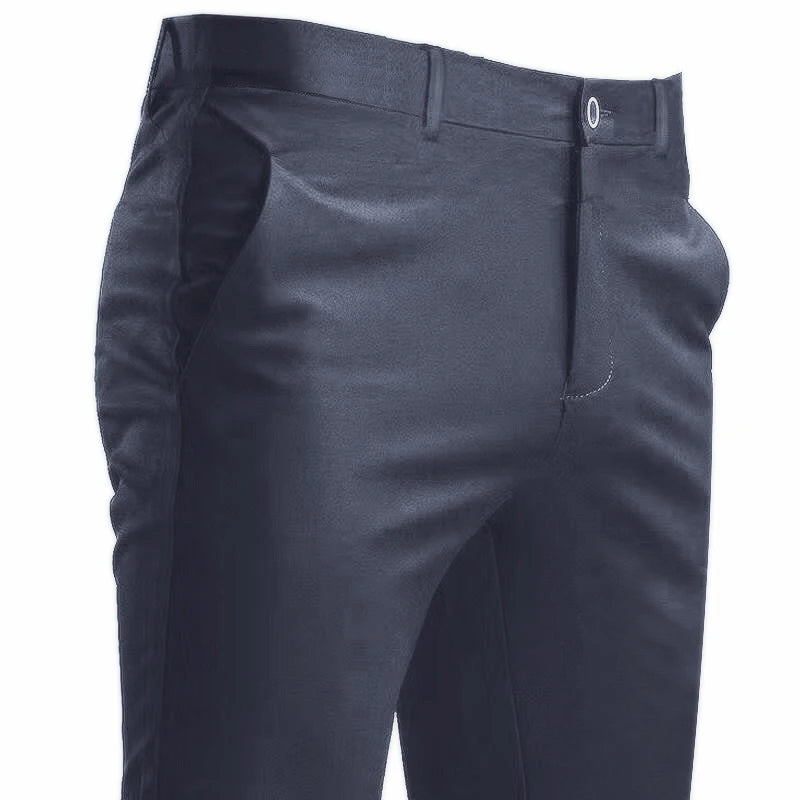 Pantaloni Da Completo Da Uomo Elasticizzati Casuali Con Tasca Tinta Unita Dritto Taglio Elegante Nero