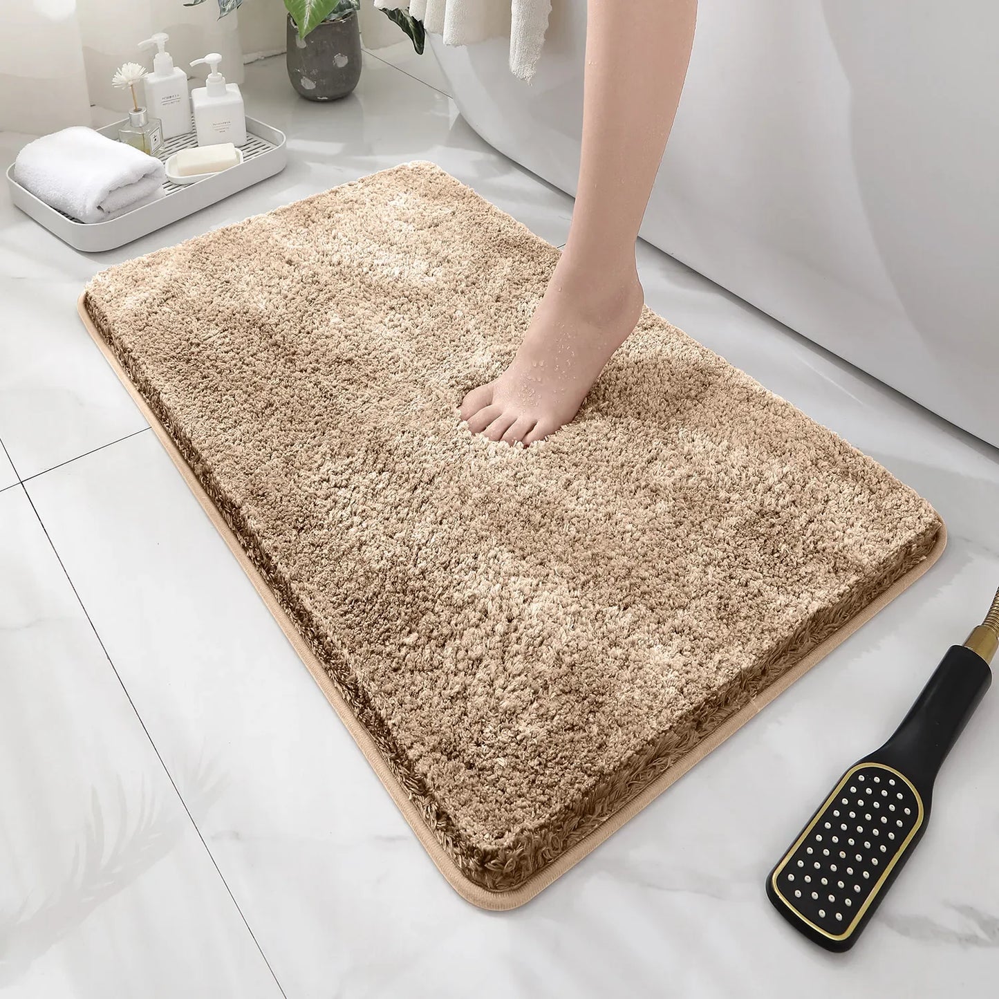 Tappetino Da Bagno Arrotondato E Ispessito Antiscivolo Peluche Assorbente Per Vasca E Per Porta D Ingresso