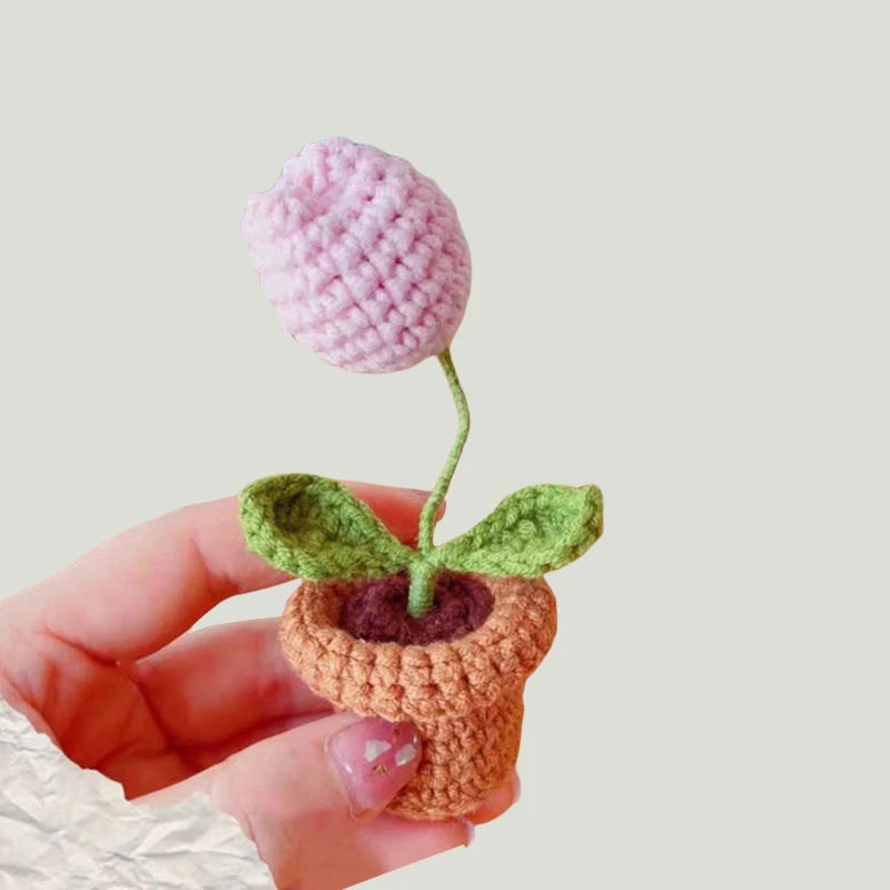 Fiore In Vaso Fai Da Te Rosa Mini Tessuti A Mano Per Scrivania Ufficio Decorazione Casa Filo Di Lana