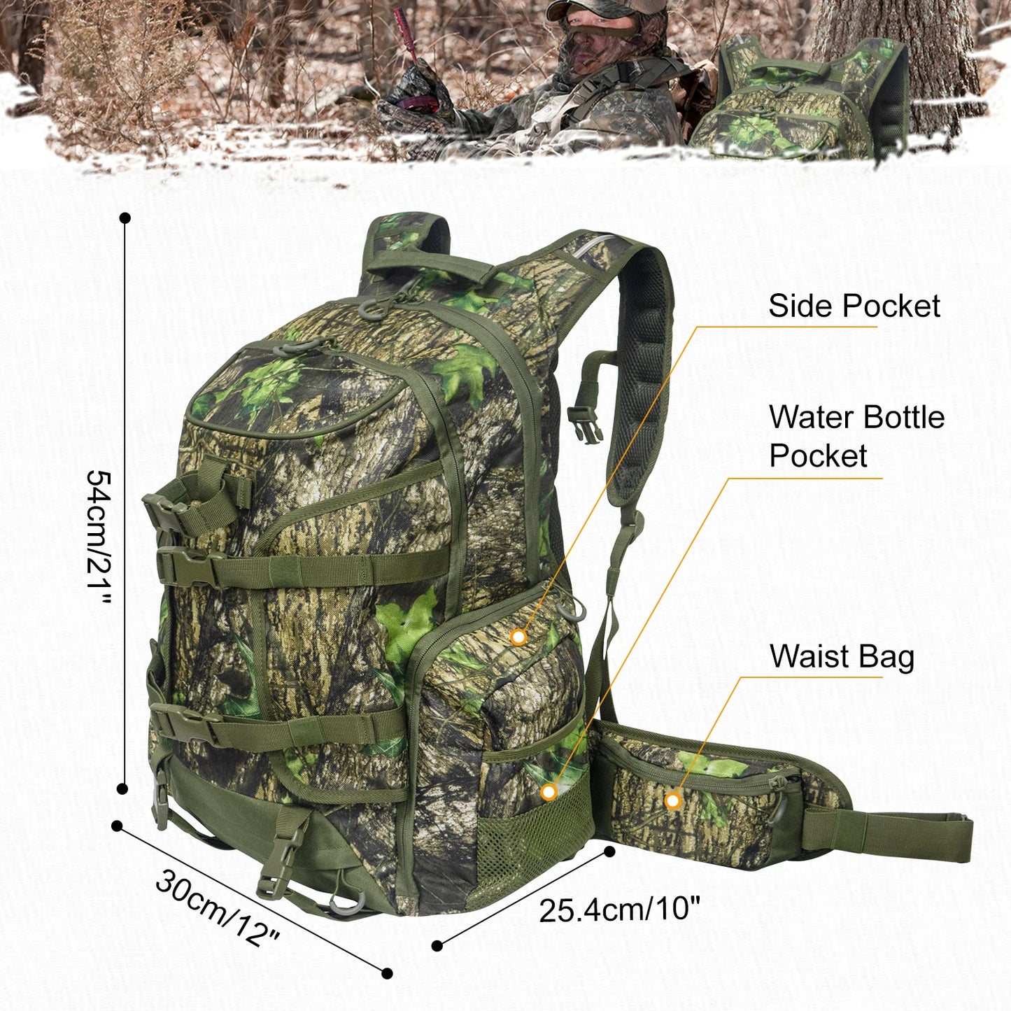 WestTune Zaino Tattico Da Uomo Impermeabile 35 Litri Per Caccia Campeggio All Aperto Zaino Per Fucile Arco Pistola