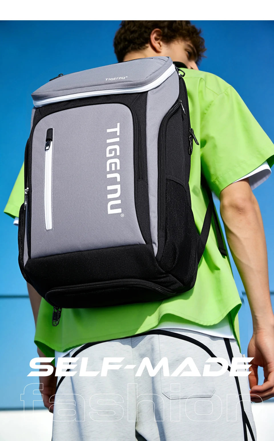 Tigernu Zaino Sportivo Da Uomo 25L Per Viaggio Trekking E Badminton Grigio Nero Esterno