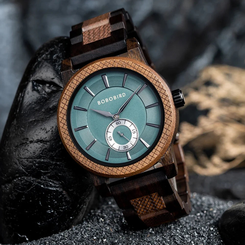 BOBOBIRD Orologio In Legno Da Uomo Personalizzato Nome Testo Sulla Custodia Posteriore Orologio Quarzo Scatola Regalo
