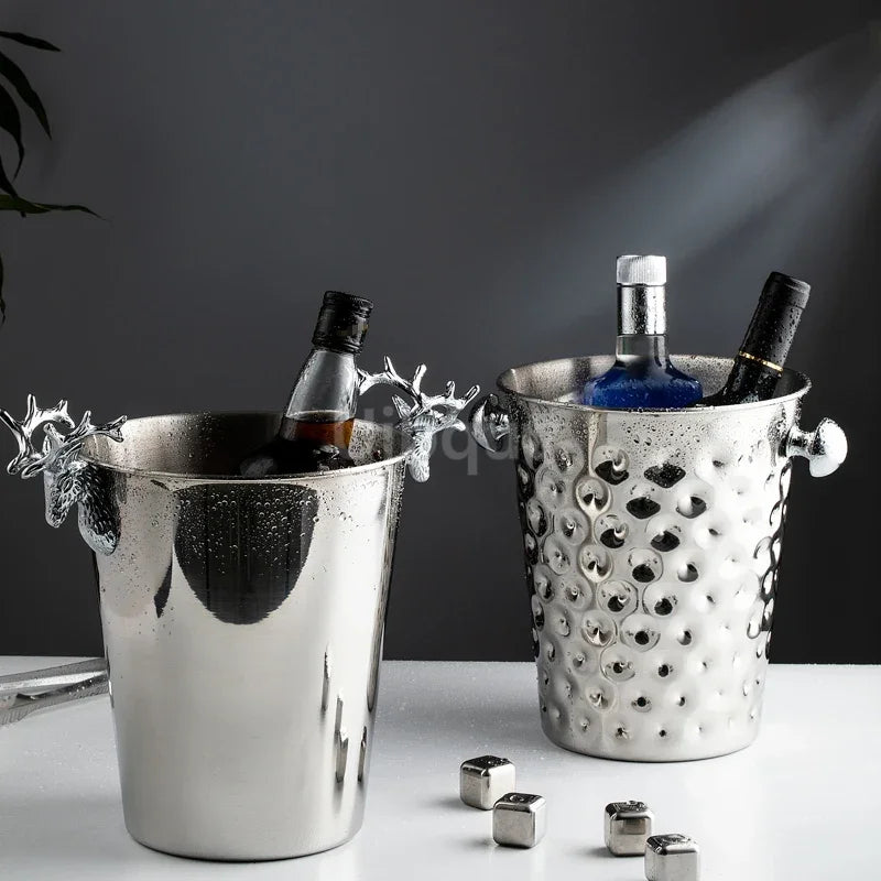 Secchiello Per Il Ghiaccio In Acciaio Inossidabile Dorato Con Motivo Martello Creativo Per Vino Rosso Champagne