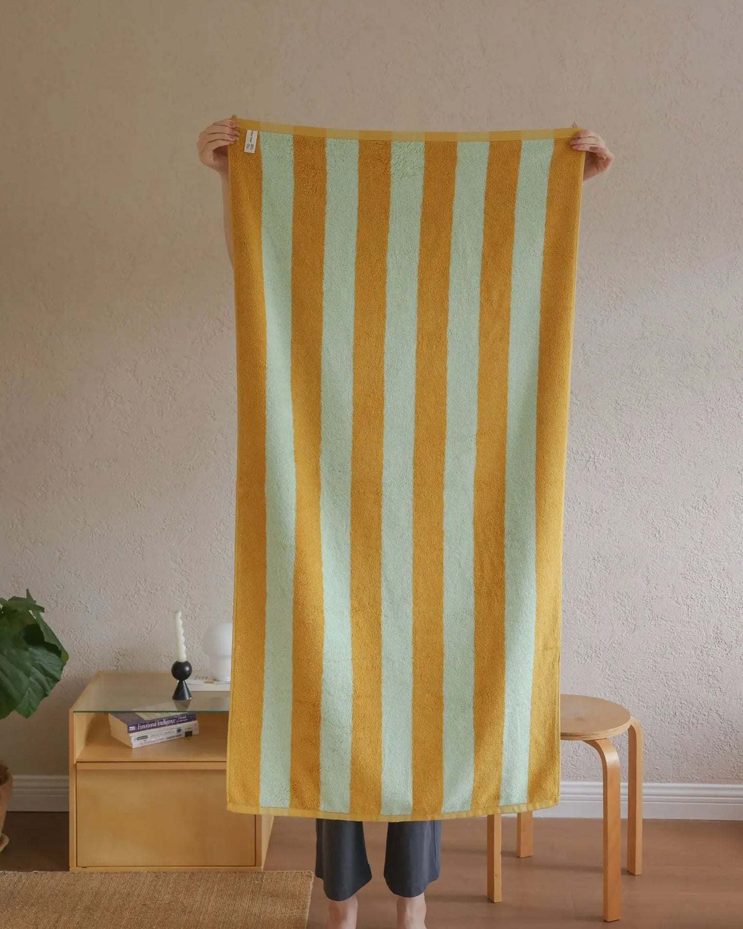 Asciugamano In Cotone A Righe Retrò 70x140 Cm Morbido E Assorbente Per Casa Palestra Cucina