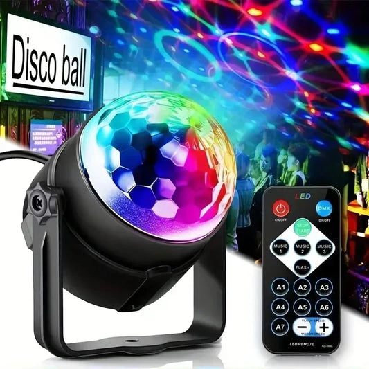 Proiettore LED Rotante per Palco DJ Palla Stroboscopica RGB Colorata Illuminazione per Party Club Natale Regalo