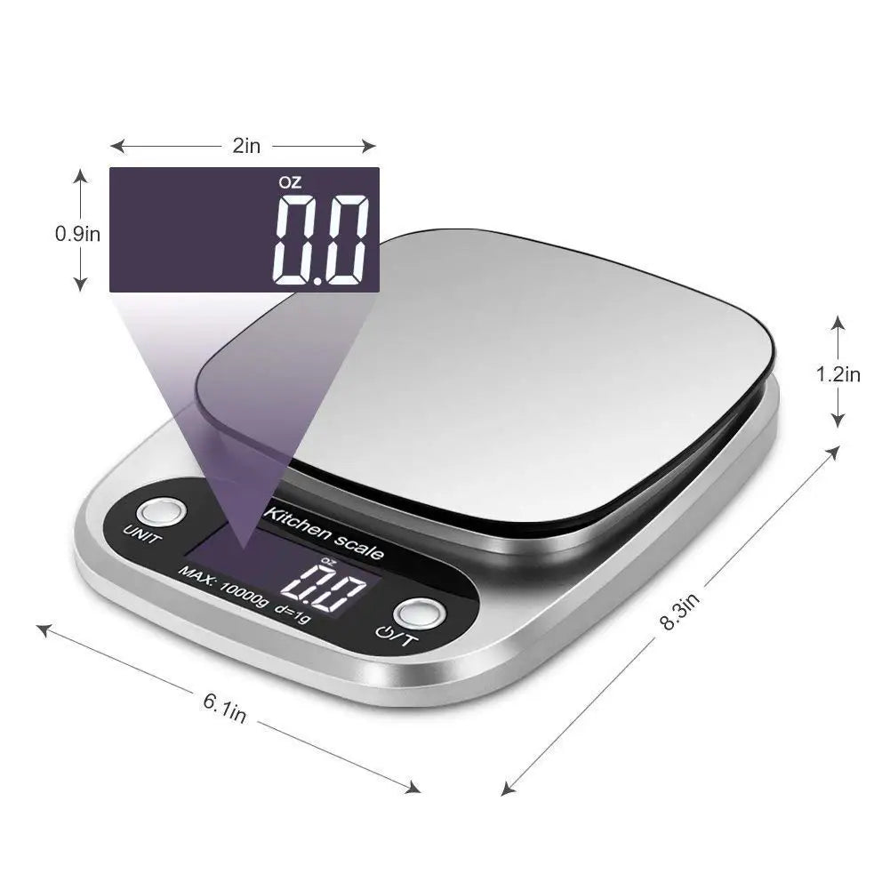 Bilancia Da Cucina Digitale In Acciaio Inox Con Display LCD Portatile Per Alimenti Gioielli Caffè Cucina 5 Kg 10 Kg 1 g