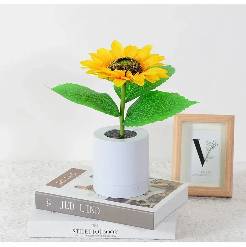 Set Di 3 Luci Notturne LED Ricaricabili Tema Girasole Per Camera Da Letto Comodino Lampade Da Tavolo