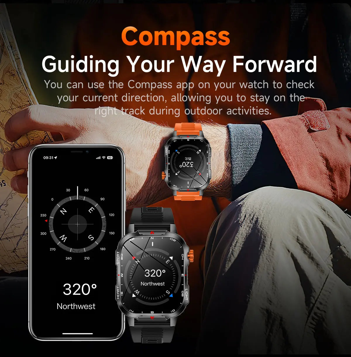 Smartwatch Con Assistente Vocale Schermo HD 2.01 Pollici Chiamata Bluetooth Impermeabile 1100mAh Bussola Esterno