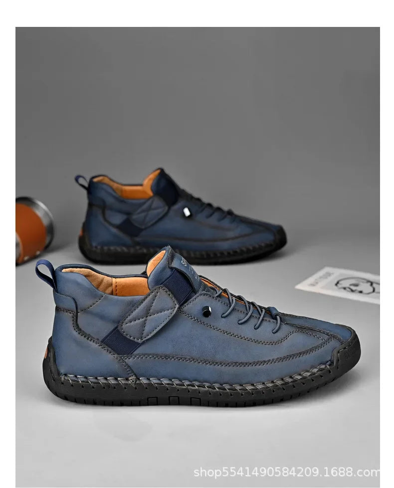 Scarpe Casual Da Uomo In Pelle Cucita A Mano Antiscivolo Con Fondo Grande E Fibbia Centrale
