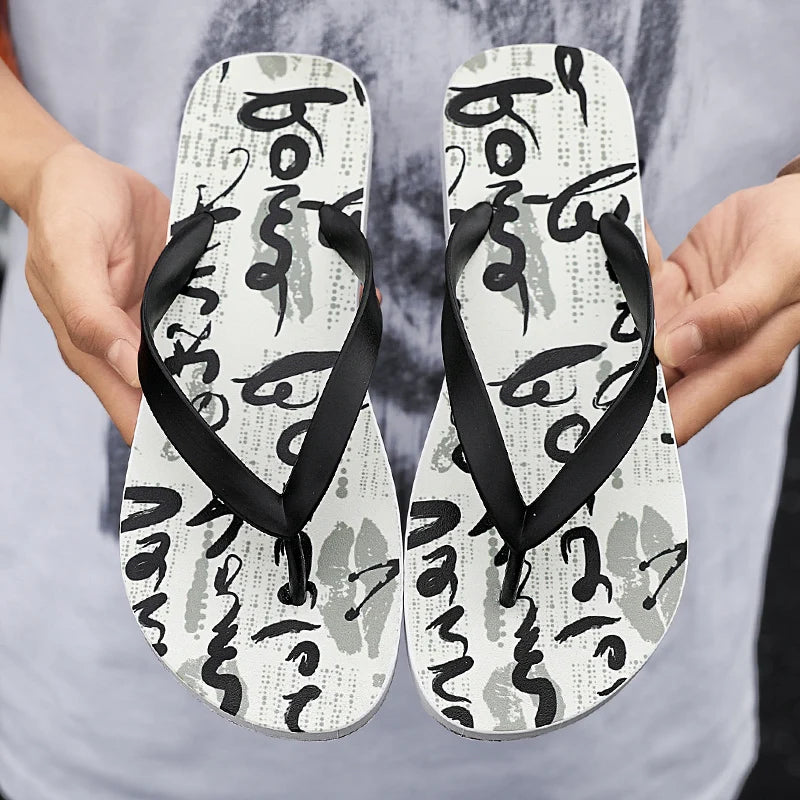 Infradito Da Uomo Antiscivolo Con Suola Morbida Clip Antiscivolo Design Pittura Cinese Sabbia Da Spiaggia
