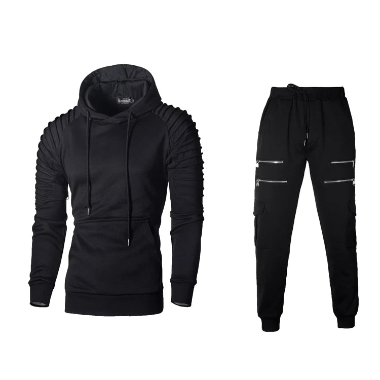 Set Abbigliamento Sportivo Da Uomo Due Pezzi Felpa Con Cappuccio Tattico Militare Pantaloni Traspirante Caldo Jogging