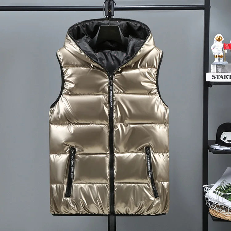 Gilet Imbottito Da Uomo Con Cappuccio Antivento In Cotone Caldo E Spesso Modello 2026 Invernale