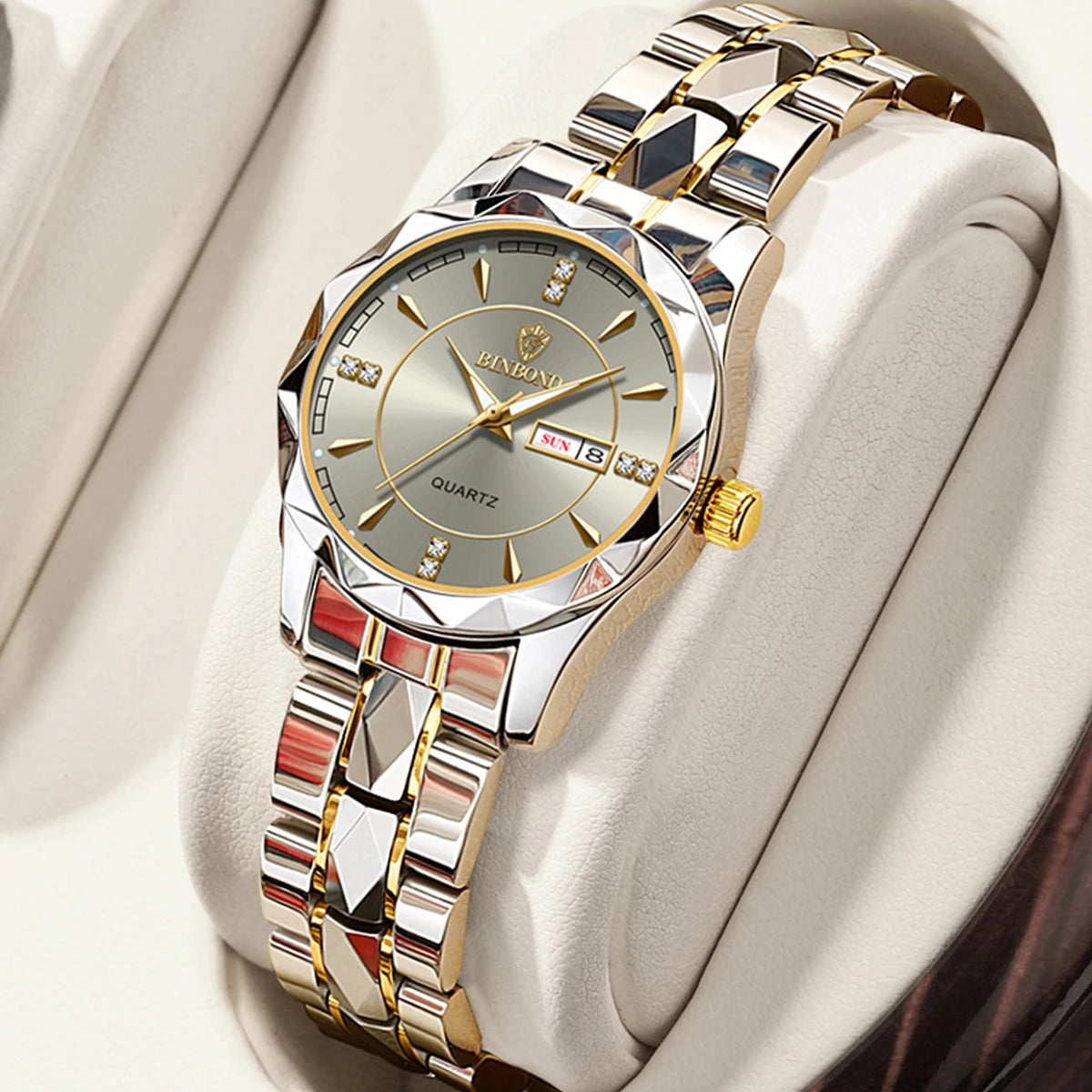 Orologio Da Donna BinBong Quarzo Di Lusso In Acciaio Inossidabile Data Luminosa Impermeabile Regalo Per Fidanzata