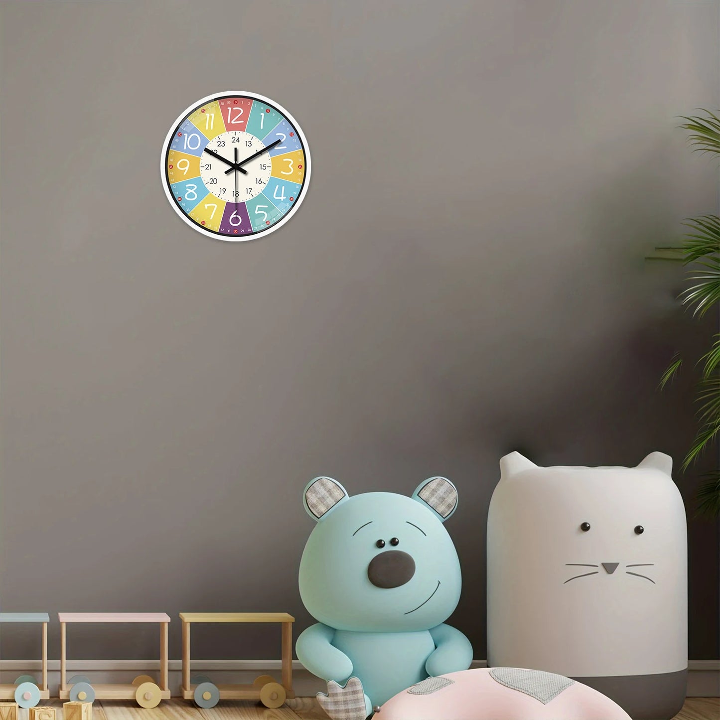 Orologio Da Parete Rotondo Da 8 Pollici Silenzioso Design Moderno Per Bambini Accessori Decorativi