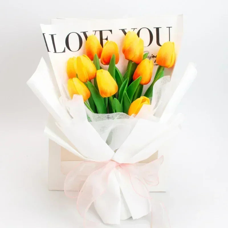10 pezzi di fiori artificiali di tulipano, bouquet al tocco reale, fiori finti, decorazione per forniture di nozze, decorazioni per la casa, fiori di San Valentino