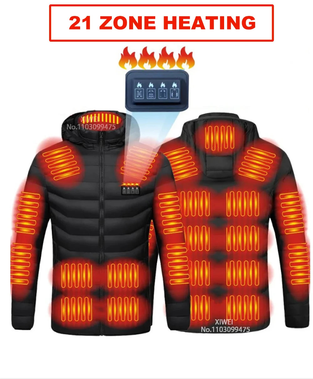 Giacca Riscaldata Unisex USB Termica Invernale Campeggio Sci Cotone Lavato Calda Leggera