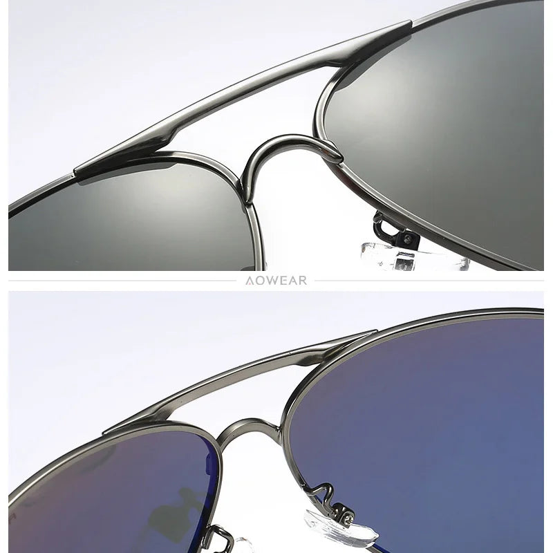 Occhiali Da Sole Da Aviazione Uomo Polarizzati A Specchio HD UV400 Aowear Da Pilota