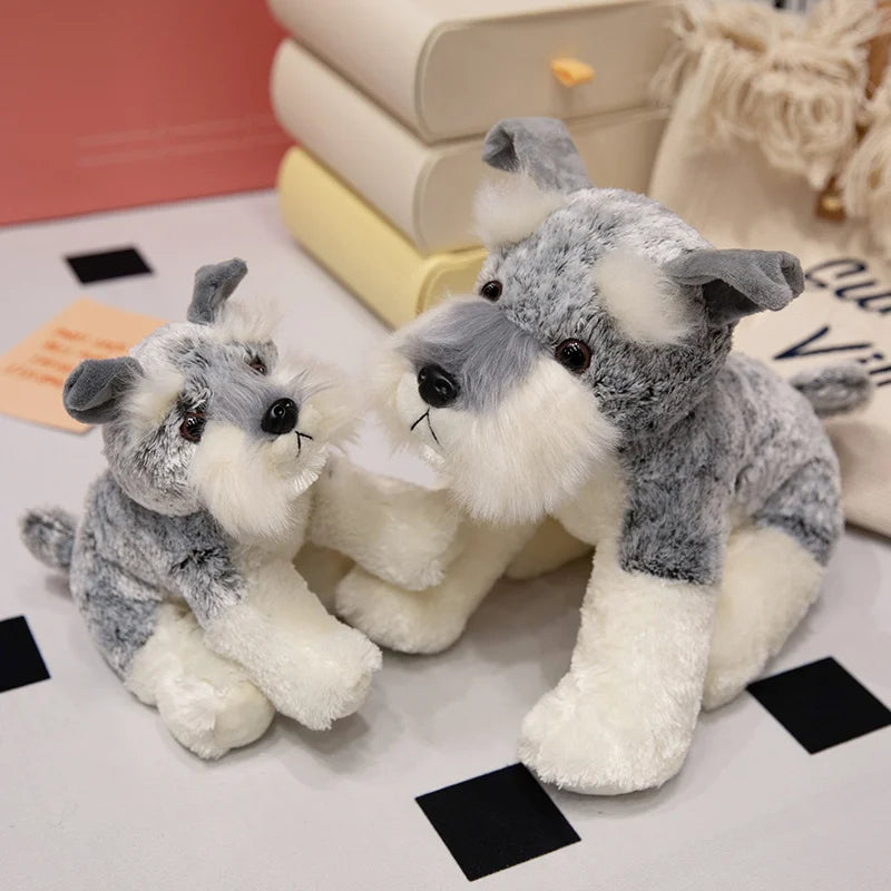 Peluche Schnauzer Cane Morbido 22 30 40 Cm Imbottito Tenero Per Bambini Regalo Natale