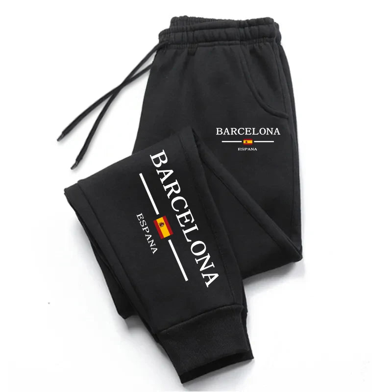 Pantaloni Sportivi Casual Quattro Stagioni Da Uomo Pantaloni Lunghi Da Calcio Stampa Barcellona