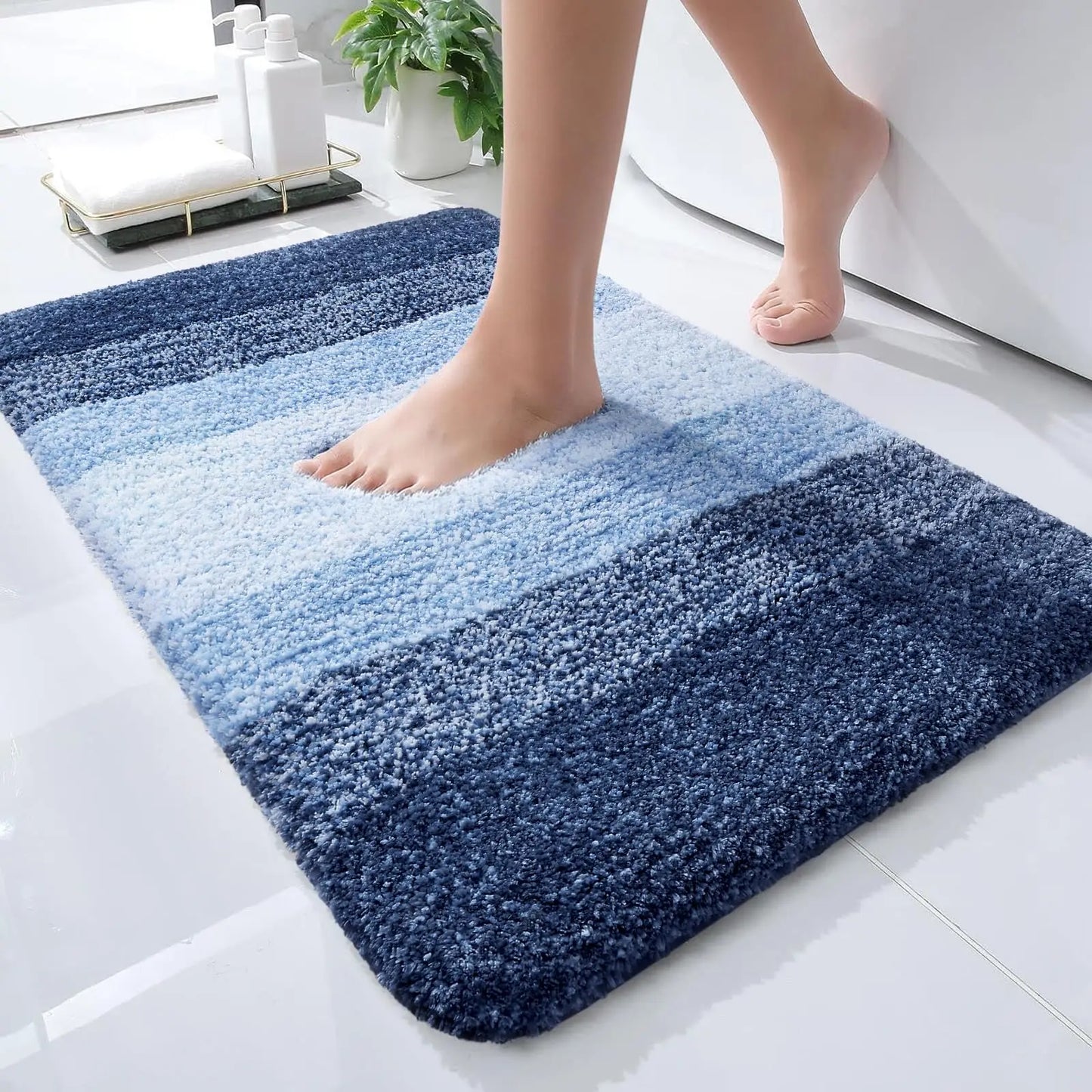 Kitinjoy Tappeto Da Bagno In Microfibra Assorbente Morbido Antiscivolo Shaggy Lavabile In Lavatrice