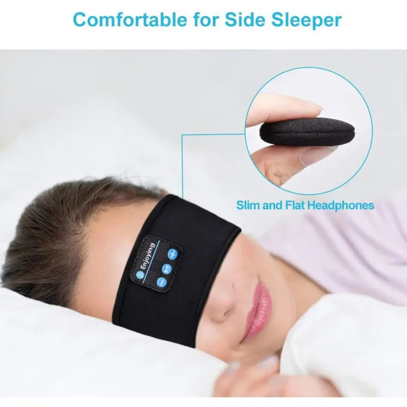 Maschera Per Il Sonno Con Cuffie Bluetooth Wireless Fascia Per Capelli Morbida Elastica Comoda Per Dormire Sul Fianco