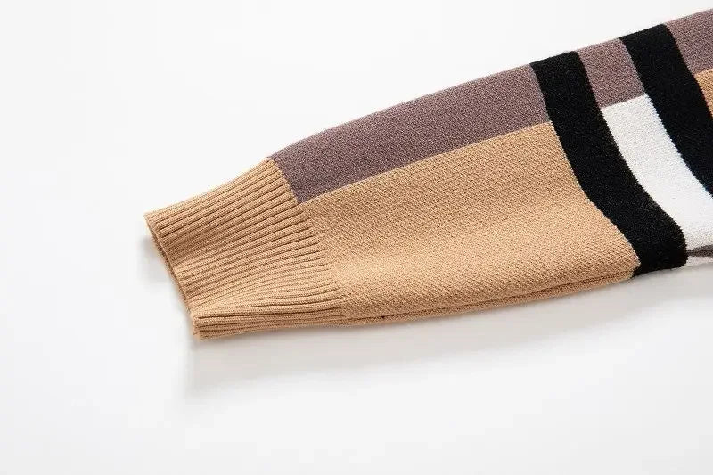 Maglione Da Uomo Lavorato A Maglia Pullover Autunno Inverno 2024 Morbido Caldo A Righe E Quadri Girocollo Moda Uomo