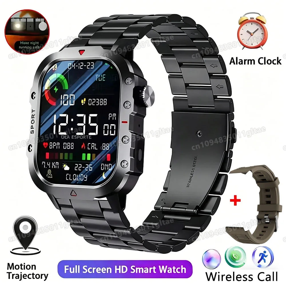 Smartwatch Militare Per Uomo 2026 IP67 3ATM GPS Bluetooth Salute Pressione Sanguigna Chiamate