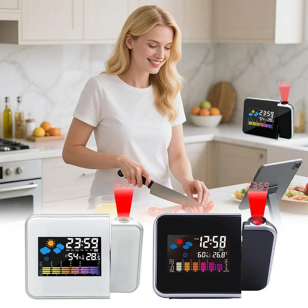 Sveglia Con Schermo A Colori A LED Con Proiezione Intelligente E Previsioni Meteo Per Decorazione Della Camera Da Letto